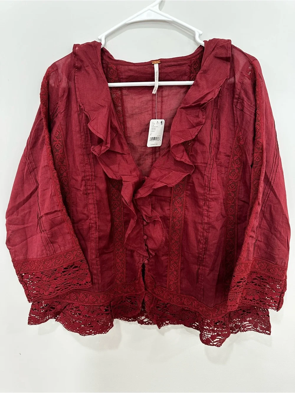 Free People Chante Ruffle top blouse S - Picture 3 of 5